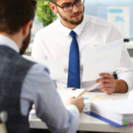 Situation examination at board council sale adviser job stock exchange market