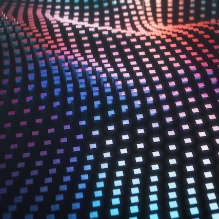 3D rendered cubes in a holographic wave pattern