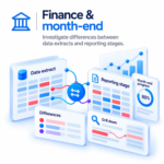Deltalens: Finance & month-end: investigate differences between data extracts and reporting stages.
