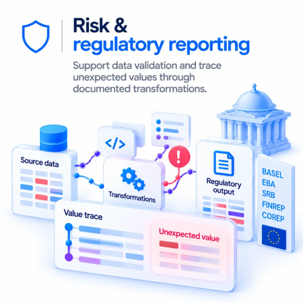 Risk & regulatory reporting: support data validation and trace unexpected values through documented transformations. Deltalens: Risk & regulatory reporting: support data validation and trace unexpected values through documented transformations.